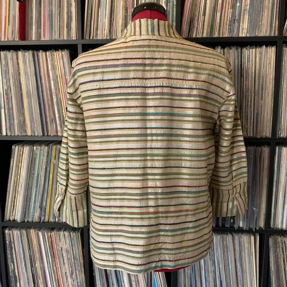 vintage silk Chico’s blouse rainbow natural 90s 0 - Picture 5 of 7